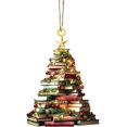 thumbnail image 1 of Adornos colgantes de Navidad con forma de libro, adornos de acrílico con forma de libro para decorar el árbol de Navidad, regalos para amantes de los libros (A), 1 of 5