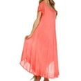 thumbnail image 4 of Sakkas Everyday Essentials Cap Sleeve Caftan Dress / Cover Up - Coral - One Size, 4 of 6