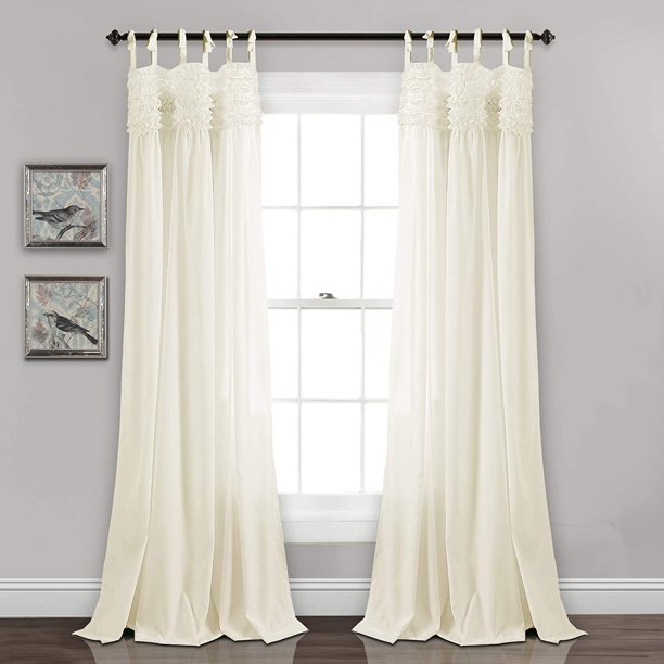 Lydia - Juego de Cortinas con Volantes para Sala de Estar, Comedor, recámara (par), 84 x 40 Pulgadas, Color Marfil