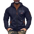thumbnail image 3 of Men's Flag Print Zip Up Hoodie with Arm Pocket, Casual Cardigan Style Sweatshirt, Large Size Fleece Jacket for Memorial Day, Christmas, Outdoor and Lounge,Navy,2XL, 3 of 5