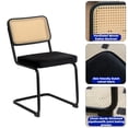 thumbnail image 3 of JXXRZ Rattan Dining Chairs Set of 2, Mid Century Modern Kitchen Side Chairs for Dining Living Room, Velvet Upholstered Dining Chairs, Black, 3 of 9