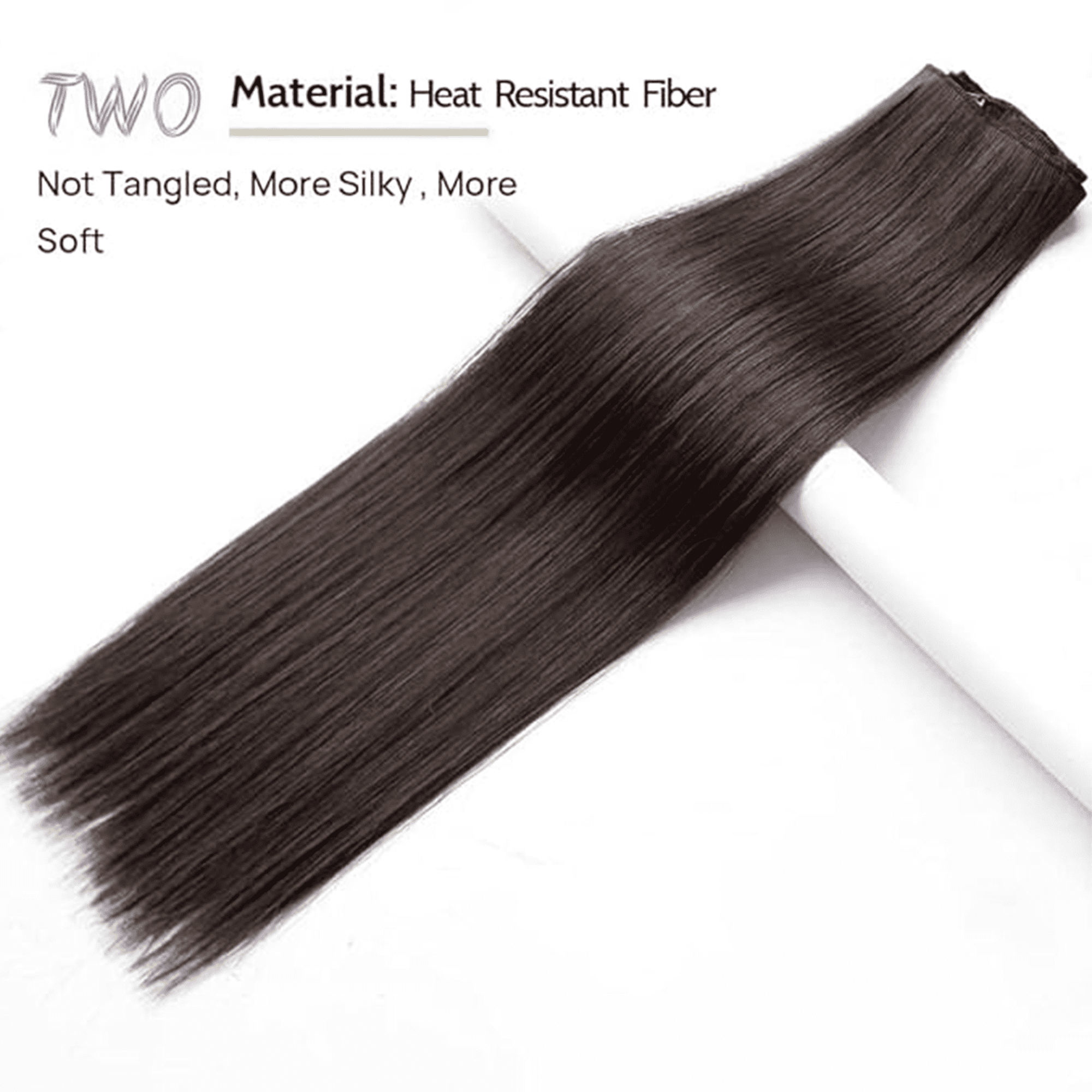 Morovan Elegant 22"(56cm) Longest Straight Natural brown 3/4 Full Head One Piece 5 Clips Clip in Hair Extensions