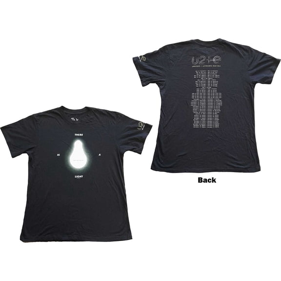 U2 Unisex T-Shirt I E Tour 2015 There Is A Light (Back Print) (Medium)