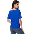 thumbnail image 3 of Women's Dolman Top Boat Neck Comfortable Short Sleeve Solid Gentle Tees Casual T Shirt with Side Shirring Detail, 3 of 6