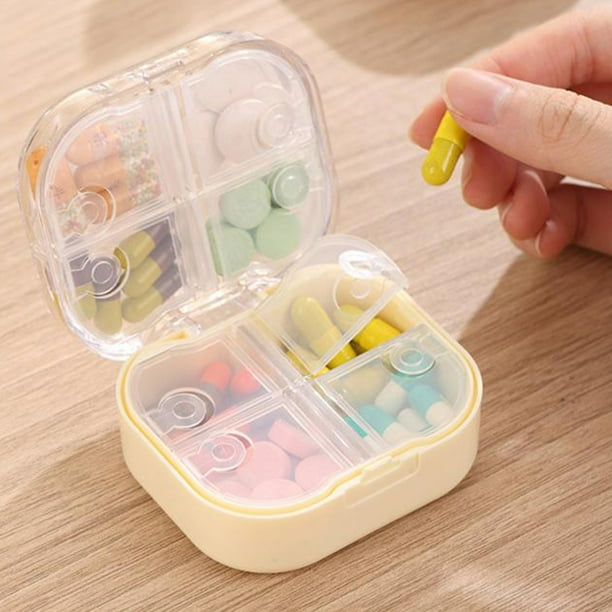 Fiudx Caja Portátil para Medicamentos, Diseño Transparente de 8 Rejillas, Sellada y a Prueba de Humedad, de Plástico Seguro, Multiusos, Ideal para El Hogar y La Oficina, Tamaño Compacto (7,5 X 6,5 X
