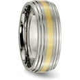 thumbnail image 5 of Chisel Titanium Brushed Center with 14k Gold Inlay 8.2mm Ridged Edge Band - Ring Size 9.0, 5 of 8