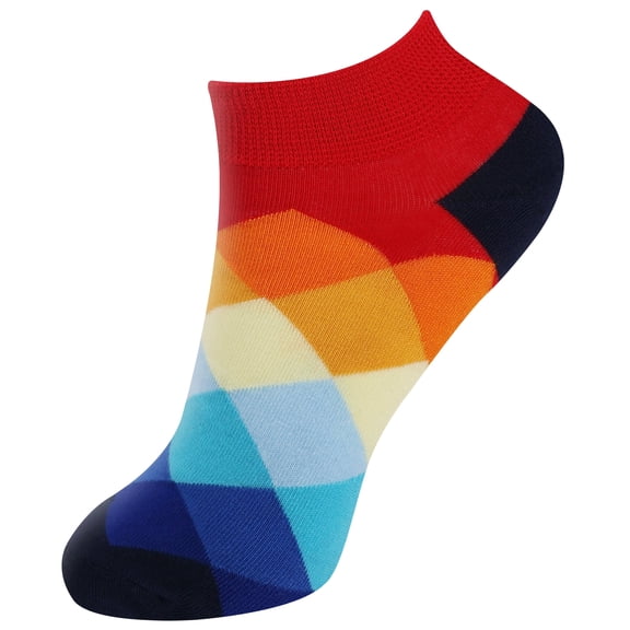 BambooMN Colorful Unisex Diamond Trails Rayon From Bamboo Ankle Socks for Men and Women - Desert Dusk - Small - 1 Pair