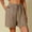 Brown, variant on Summer Cotton Shorts Short High Waisted for Women Brown Leisure Solid Color Weekend Casual Waist And Linen Womens Elastic XXL