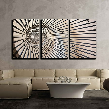 wall26 - 3 Piece Canvas Wall Art - View of a Spiral Staircase - Modern Home Decor Stretched and Framed Ready to Hang - 16"x24"x3 Panels