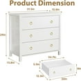 thumbnail image 2 of Chest of Dressers with 3 Drawers, Night Stand with Gold Handles, Large Clothes Storage Cabinet for Bedroom, Nursery, Living Room, Closet, White, 2 of 7