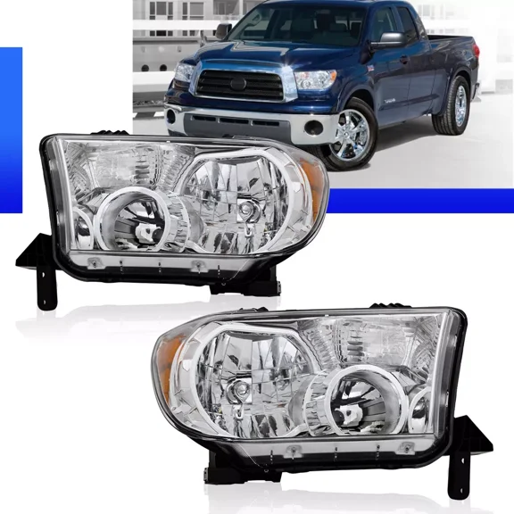 Chrome Headlights Fit For 2007-2013 Toyota Tundra 2008-2017 Sequoia HeadLamps