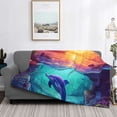 thumbnail image 2 of Fotbe Hawaiian Island Dolphin Manta de Franela con Estampado, Manta Ultrasuave para Cama, Sofá, Auto, Hipoalergénica y Antibolitas-80"x60", 2 of 6