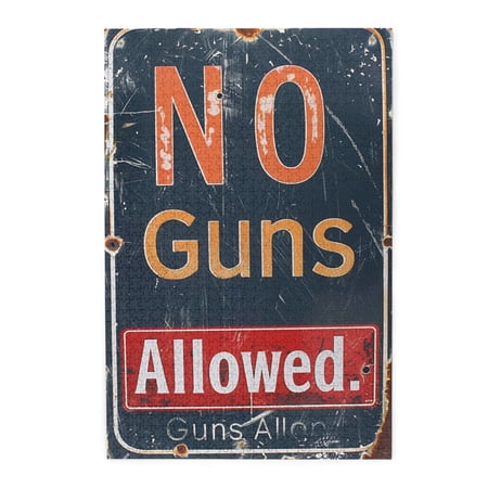 1000 pcs No Guns Allowed Warning Banners Wooden Puzzles 1000 Pieces Challenging Brain Exercise Unique Artwork for Adults 1000 Piece Jigsaw Puzzle for Adults Challenging Puzzle Perfect for Game Nights
