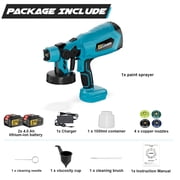 Gisam Cordless HVLP Paint Sprayer 21V MAX, Electric Spray Paint Gun with Adjustable 4 Nozzles & 3 Patterns,1000ML Container & 2PCS 4000mAh Batteries for House Furniture Fence Door Painting