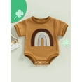 thumbnail image 2 of Bagilaanoe Newborn Baby Girl Boy Rompers Rainbow Print Short Sleeve Bodysuits 3M 6M 12M 18M Infant Casual One Piece Short Jumpsuit, 2 of 9