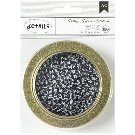 American Crafts Magnetic Office Tins 3.5"-Stripe Paper Clips 120/Pkg, Pk 3