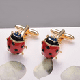 thumbnail image 5 of Yoursfs Gold Cufflinks for Men Funny Red Ladybug Cufflinks Personalized Wedding Party Jewelry, 5 of 7