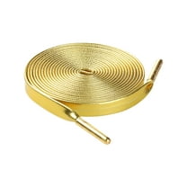 INSPIRE CHIC 2 Pairs Faux Leather Shoestrings Solid Color Flat Shoelaces with Metal Tippings Golden 80cm/31.5"