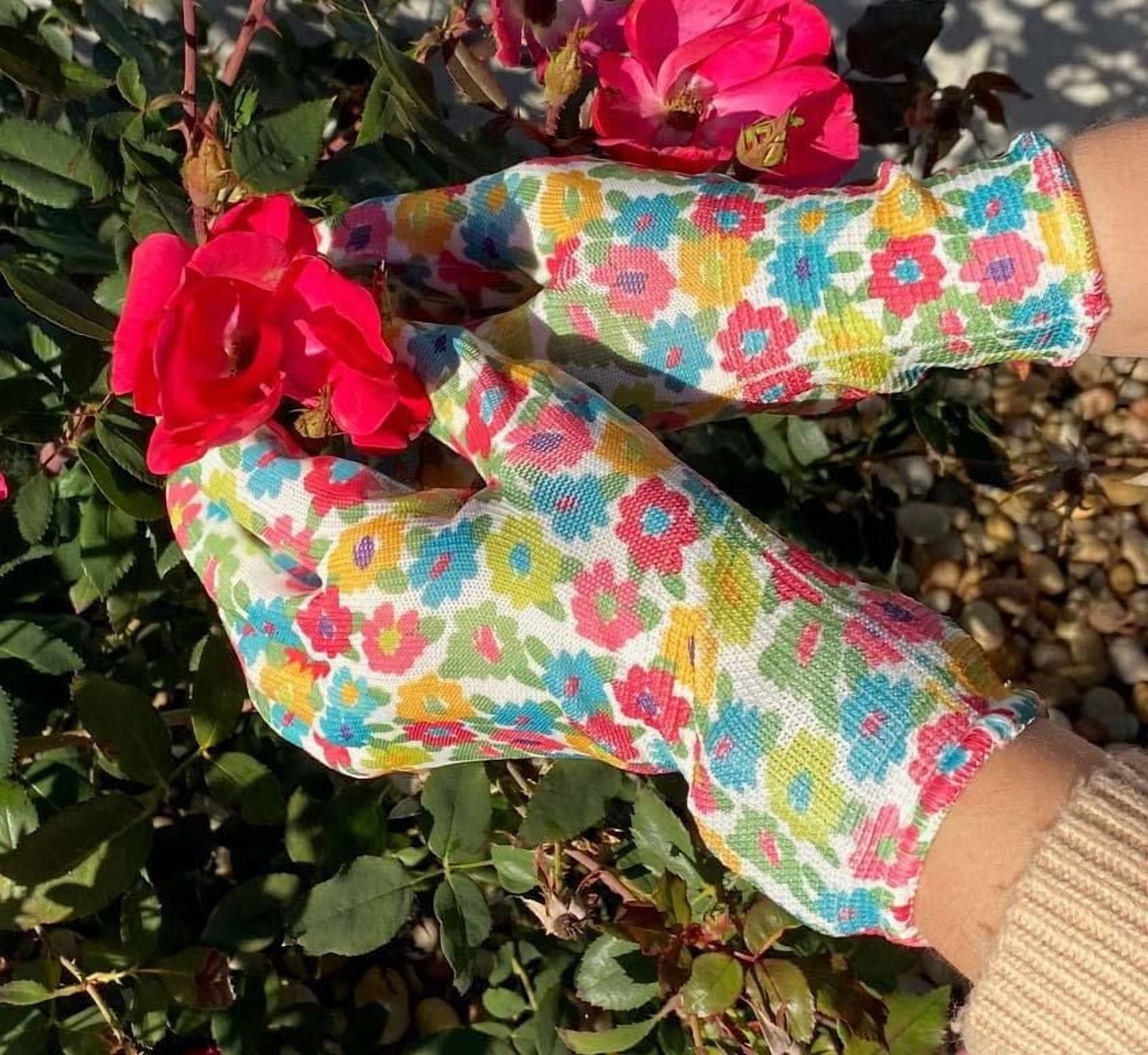 Expert Gardener Floral Print Ladies Clear Nitrile Gripping Glove