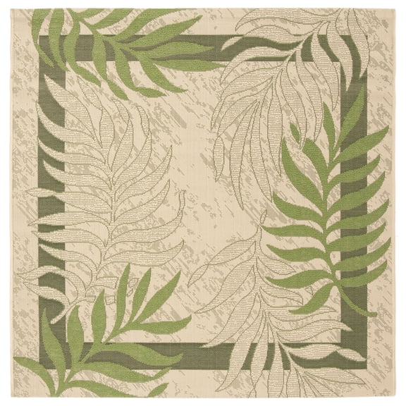Safavieh Courtyard Cailyn Floral Indoor/Outdoor Area Rug, Cream/Green, 5'3" x 5'3" Square