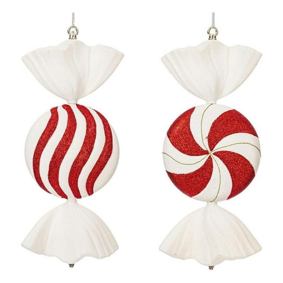 Pemberly Row 18" Multi-Color Flat Peppermint Candy Christmas Ornament (Set of 2)