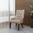 thumbnail image 5 of LeisureMod Dining Chair Upholstered in Leather Velvet with Diamond-Tufted High Back Design and Stained Rubberwood Legs for Modern Home and Kitchen Spruce Collection in Taupe, 5 of 11