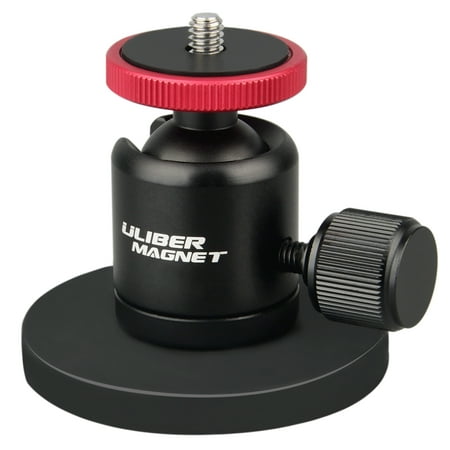 Image of ULIBERMAGNET 60lb Magnetic Camera Mounting Base with Mini Ball Head Super Strong Rubber Coating Neodymium Magnet with 1/4’’-20 Male Thread Stud for Mobile Camera Security Camera.