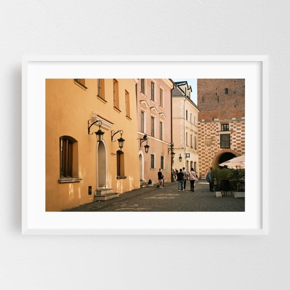 Lublin Old Town - Lublin Lubelskie Poland Photography Architecture Street Photography Cityscape Travel Poster Vintage Cafe White Framed Wall Art Print 12 x 18 inches