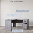 thumbnail image 3 of BELLEZE 60" L Shaped Home Office Desk with Storage Drawers - Kernville (Stone Grey), 3 of 7