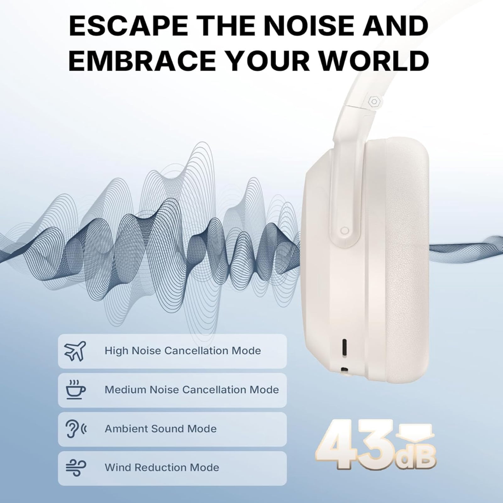 Edifier WH700NB Pro Wireless Over-Ear Headphones with Active Noise Cancellation, Hi-Res Audio, Bluetooth V5.4, Multi-Point Connection, Al Clear Calls, Fast Charging, Foldable - Ivory