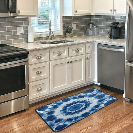 

Long Floor Mat 39x20Inch Kitchen Mat Bathroom Mat Living Room Mat Bedroom Mat Absorbent Delicate Fabric No Ball Do Not Fade Pretty Blue Tie Dye