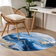 thumbnail image 4 of Round Rugs 3.3Ft, Blue Marble Round Area Rug Washable Indoor Throw Carpet, Modern Abstract Ink Painting Art Soft Non Slip Circle Rug for Laundry Room Patio Home Decor Aesthetic, 4 of 8