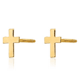 thumbnail image 3 of 14K Solid Yellow Gold Holy Cross Silicone Back Drop Dangle Christian Religious Stud Earrings, 3 of 10
