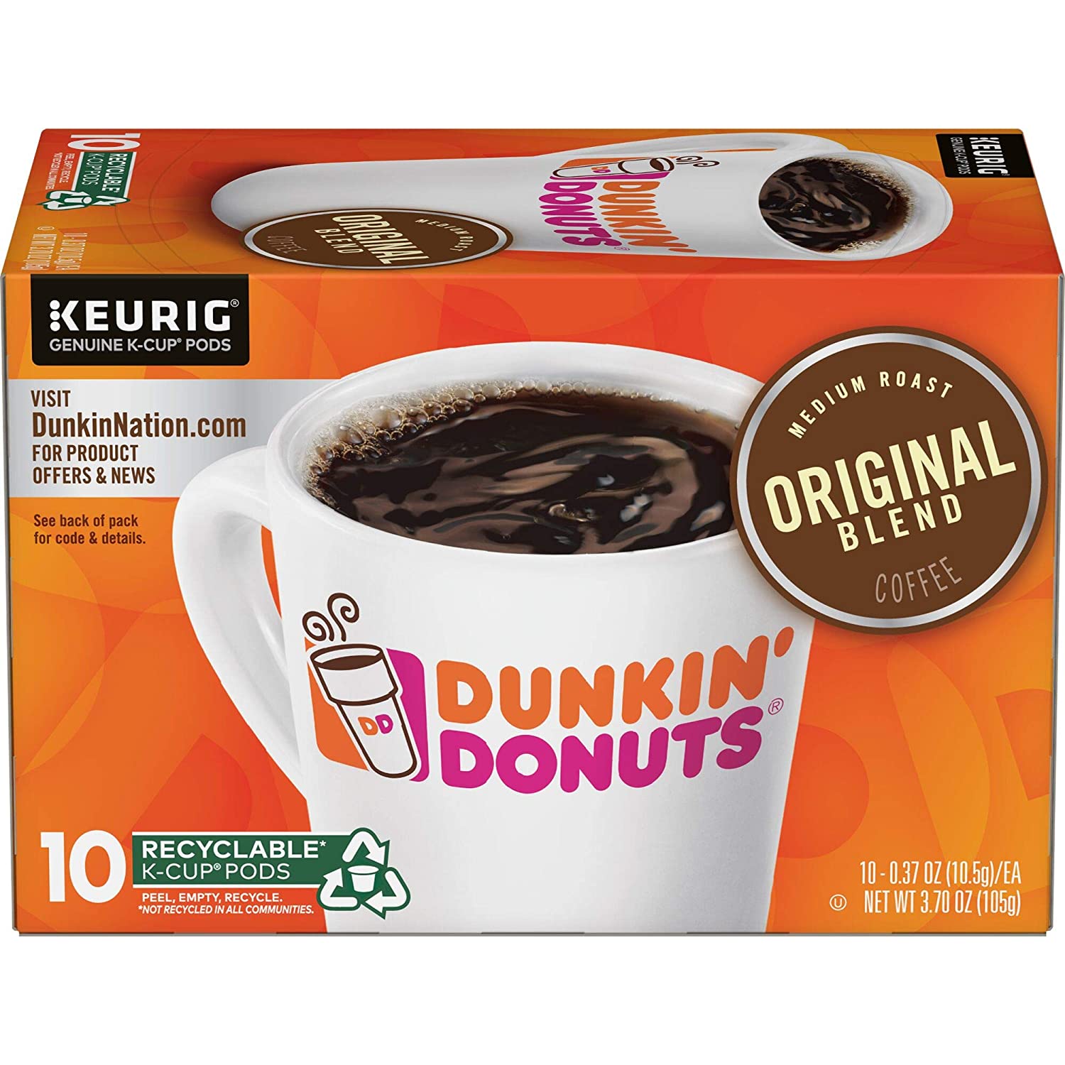 Dunkin Donuts Keurig Original Blend K Cup Coffee 10 Ct Walmart Com Walmart Com