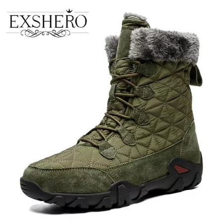 

EXSHERO Men‘s Fashion Wear-resistant Comfortable Non-Slip Snow Boots Warm Fleece Shoes For Outdoor Trekking Climbing Hiking Winter