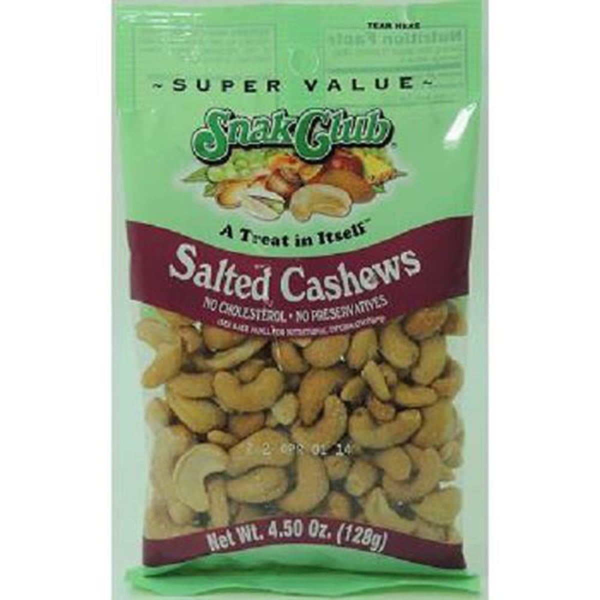 SNAK CLUB SUPER VALUE SALTED CASHEWS 4.5 oz Each ( 6 in a Pack )