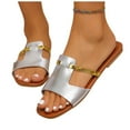 thumbnail image 4 of HBGVBA Womens Beach Slippers Versatile Plus Size One Strap Flat Sole Summer Trend Comfortable Textured Casual Outdoor Shoes 37, 4 of 4