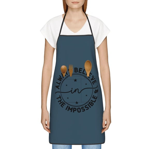 Always Believe in the Impossible Apron, Inspirational Gifts for Men Women, Funny Apron, Chef Bib with Pockets, Waterproof Work Apron for BBQ Kitchen Crafting Gardening