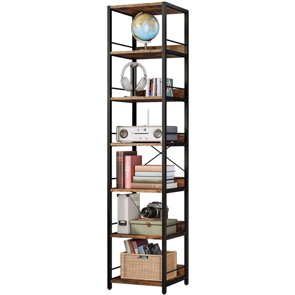 IRONCK 6-Tier Corner Bookcase,  74.8" Tall Narrow  Corner Shelf Stand，Plant Stand，Display Shelf，Wall Corner Bookshelf for Living Room，Bedroom，Home Office