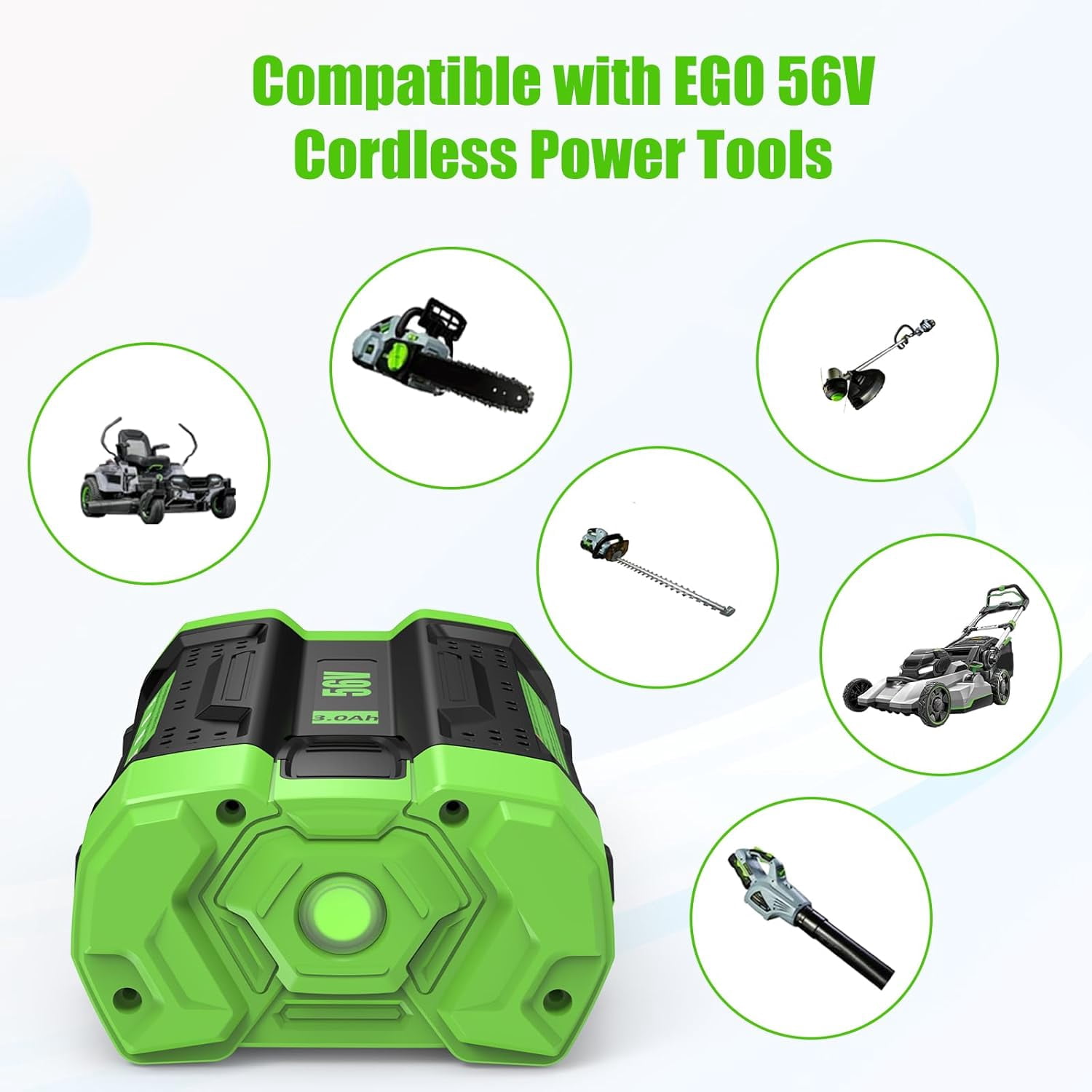 2 Packs 3.0Ah 56V Replacement for EGO 56V BA1400T BA2800 BA1400 BA2800T BA4200 Lithium Ion Battery Compatible with EGO 56V Power Tools CS1604 CS1804 CS1403 LB6504 Tools