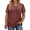 Reddish Brown, variant on WellSize Plus Size Blouses for Women Button Tunic Tops V Neck Short Sleeve Summer Shirts