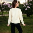 thumbnail image 5 of Women's Tie Front Knit Cardigan with Long Sleeves and Open Front Design - Small, Beige, 5 of 7