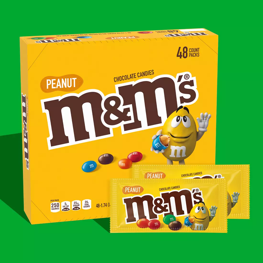 M&M'S Peanut Chocolate Candy, Full Size Bulk Candy, 48 ct./1.74 oz.