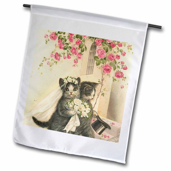 3dRose, Cats Getting Married, 18 x 27 inch Garden Flag