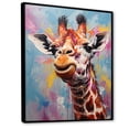 thumbnail image 2 of Designart "Graceful Multicolored Giraffe In Pop Art Style IV" Animals Giraffe Floater Framed Wall Decor, 2 of 5
