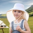 thumbnail image 2 of YWOAGH Kids Wide Brim Fisherman Sun Hat with Shawl Cover Lightweight Breathable Adjustable for Outdoor Beach Pool Summer Beige_04 One Size, 2 of 9