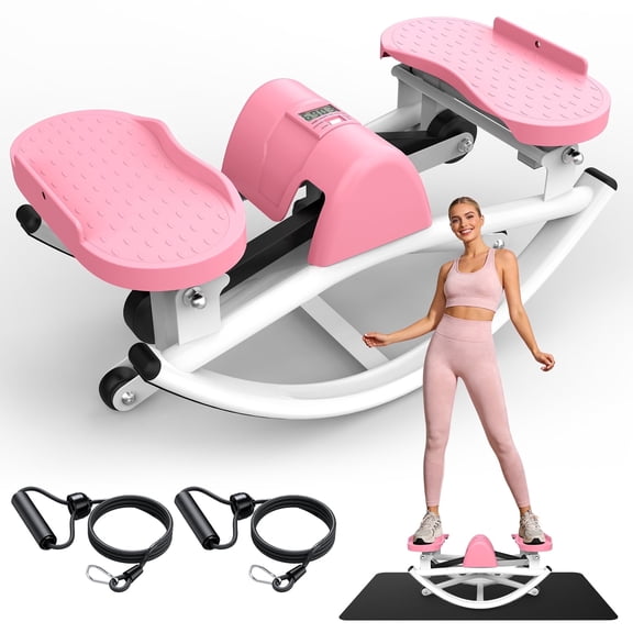【SAYGOGO】Lateral Stepper for Exercise-Rocking Stepper Machine with Resistance Bands & Anti-Slip Mat and LCD Monitor, Professional Stair Stepper for Home Workout