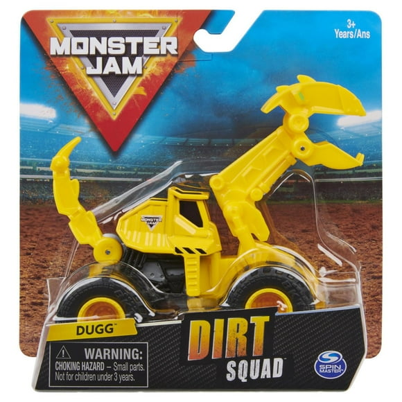Monster Jam, Official Dugg Dirt Squad Excavator Monster Truck with Moving Parts, 1:64 Scale Die-Cast Vehicle