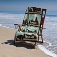 thumbnail image 3 of Yibo Retro Aged Barn Wood Towel for Bathroom Turquoise Beach Stripe Ombre Farmhouse Grain Beach Towel Teal Green Blue Brown Bathing Towel, 3 of 6