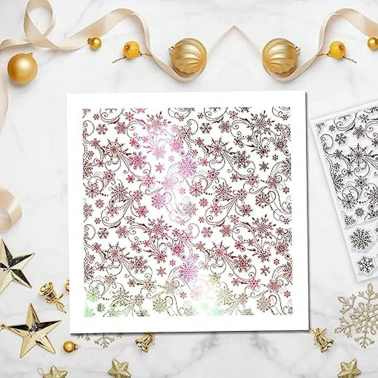 Christmas Snowflake Background Clear Stamps for DIY Scrapbooking Snowflake Lace Border Silicone Clear Stamp